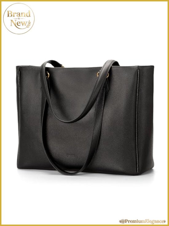 Handbags - Genuine Leather Work Tote Bag for Women Padded 15.6" Laptop Compartment Large